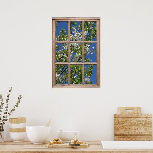 Poster Vue Arborescence à partir d'une fenêtre (Cuisine)