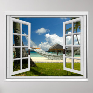 Poster Vue artificielle des Faux de plage tropicale