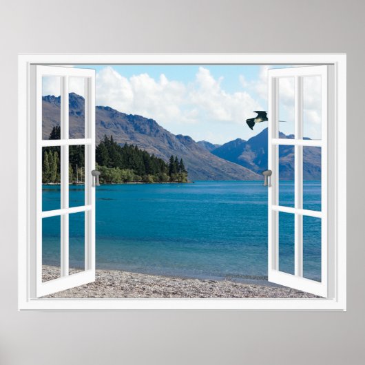 Poster Vue artificielle du lac Calm Mountain (Devant)