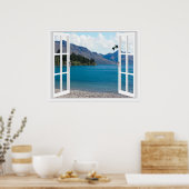 Poster Vue artificielle du lac Calm Mountain (Cuisine)