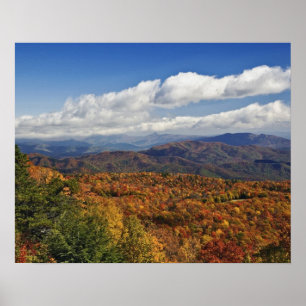 Poster Vue automnale des montagnes du sud des Appalaches