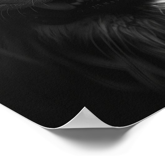 Poster Vue avant du lion en rugissement noir et W (Coin)