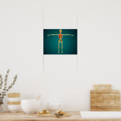 Poster Vue Avant Du Squelette Humain Avec Nerveux (Cuisine)
