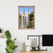 Poster Vue cascade à partir d'une fenêtre (Bureau à domicile)