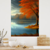 Poster Vue classique d'automne d'un lac d'arbres (Cuisine)