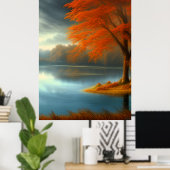 Poster Vue classique d'automne d'un lac d'arbres (Bureau à domicile)