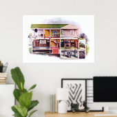 Poster Vue Cutaway de la maison de l'époque victorienne v (Bureau à domicile)