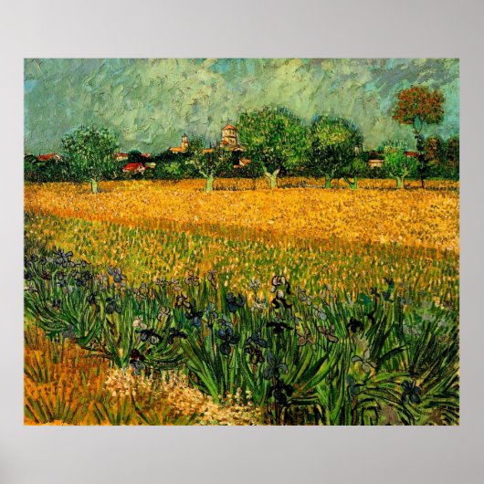 Poster Vue d'Arles avec Irises au premier plan (Devant)