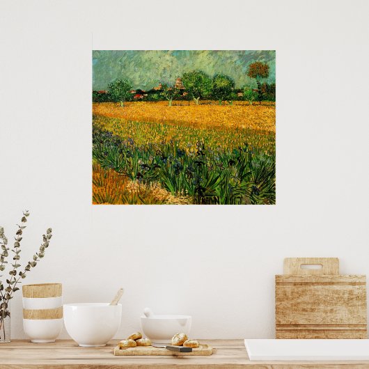 Poster Vue d'Arles avec Irises au premier plan (Cuisine)