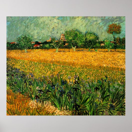 Poster Vue d'Arles avec Irises par Vincent van Gogh (Devant)