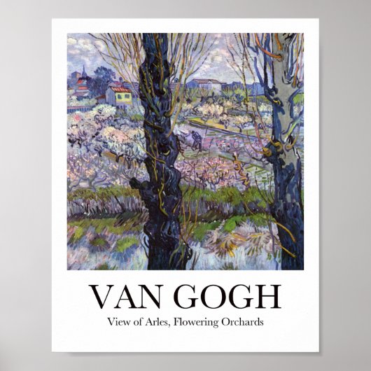 Poster Vue d'Arles, Flower Orchards par Van Gogh (Devant)