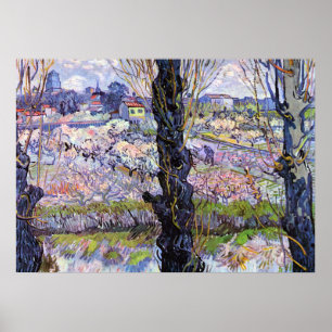 Poster Vue d'Arles, verger en fleurs