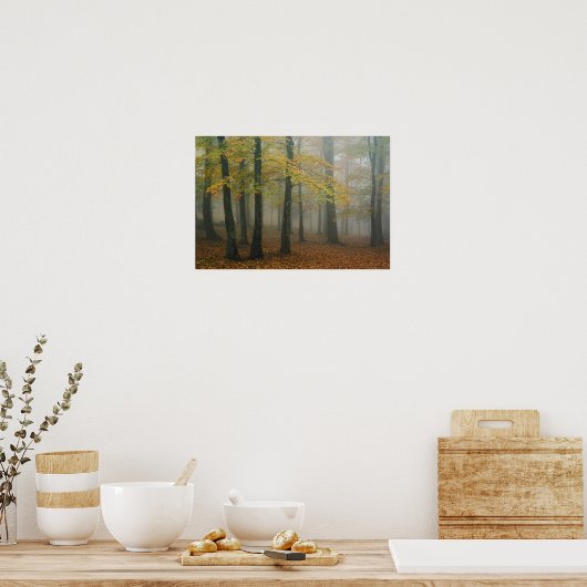Poster Vue d'automne de la forêt de brouillard, Grand-pèr (Cuisine)