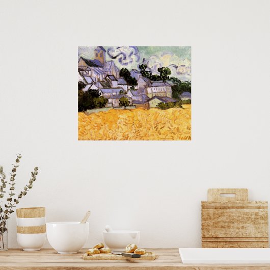 Poster Vue d'Auvers avec l'église par Vincent van Gogh (Cuisine)