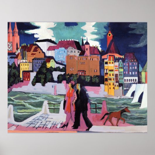 Poster Vue de Bâle et du Rhin (Devant)