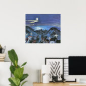 Poster Vue de Barcelone la nuit par Walter Gramatte (Bureau à domicile)