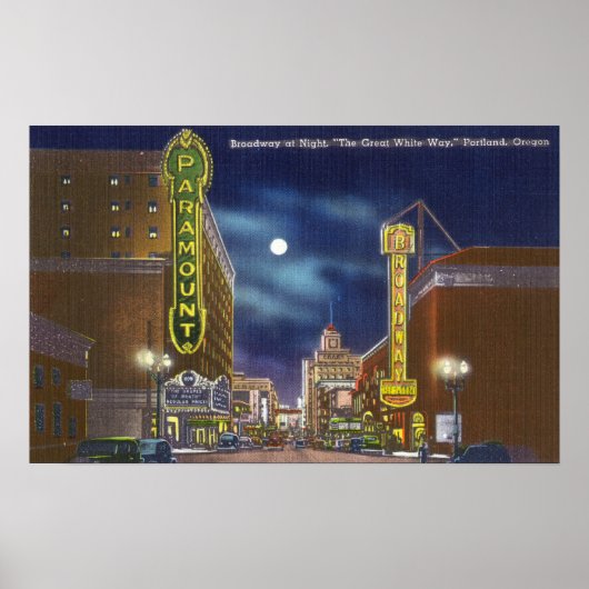 Poster Vue de Broadway la nuit (Devant)