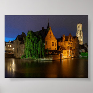 Poster Vue de Bruges de nuit