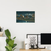 Poster Vue de Buffalo Skyline la nuit (Bureau à domicile)