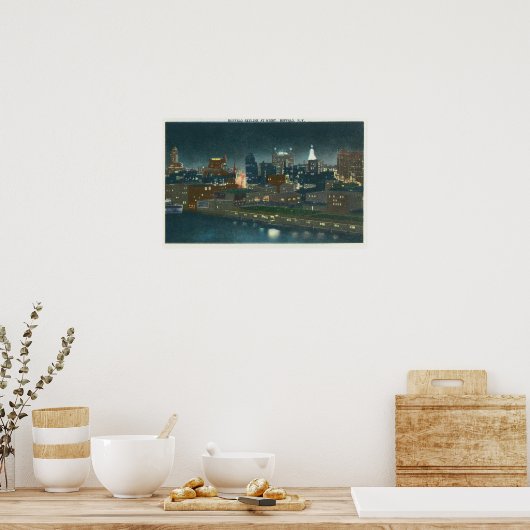 Poster Vue de Buffalo Skyline la nuit (Cuisine)