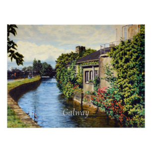 Poster Vue de canal panoramique de la ville de Galway Irl