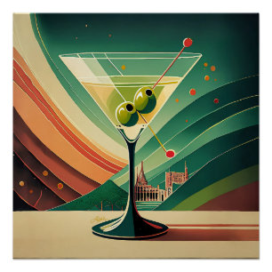 Poster Vue de cathédrale de voyage martini moderne du mil