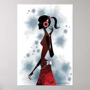 Poster Vue de côté de la musique de écoute de femme