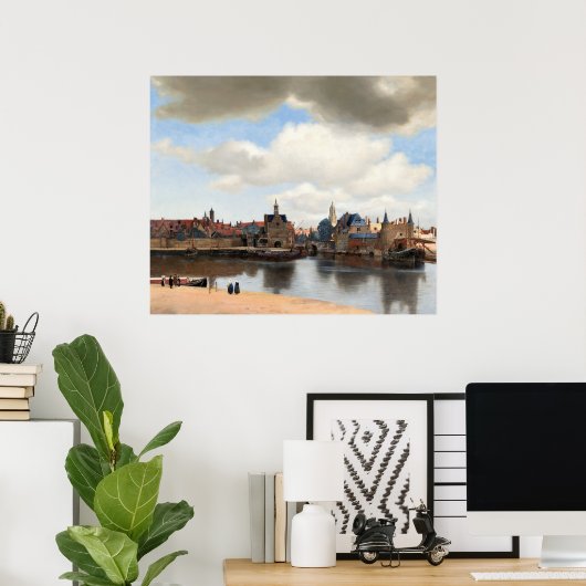 Poster Vue de Delft par Johannes Vermeer (Bureau à domicile)