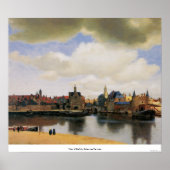 Poster Vue de Delft par Johannes Vermeer (Devant)