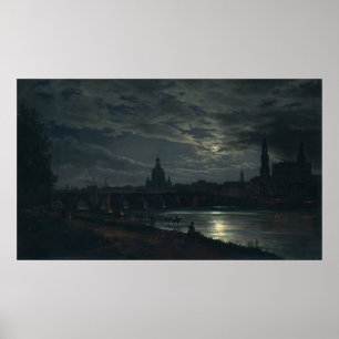 Poster Vue de Dresde au clair de lune