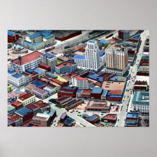 Poster Vue de Durham la Caroline du Nord Birdseye