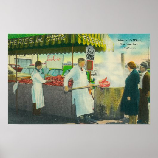 Poster Vue de Fisherman's Wharf, Crabs Getting (Devant)