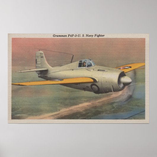 Poster Vue de Grumman F4F-3-U.S. Navy Fighter (Devant)