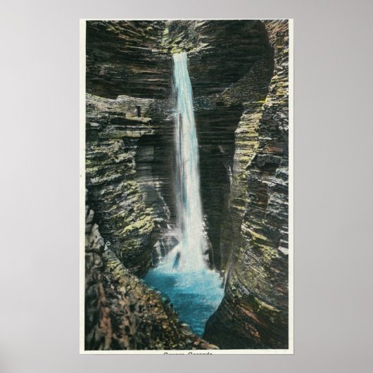 Poster Vue de la cascade de la caverne (Devant)
