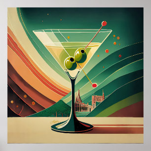 Poster Vue de la cathédrale martini moderne du milieu du