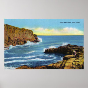 Poster Vue de la falaise de Bald Head à York Beach