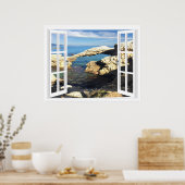 Poster Vue de la fenêtre artificielle de la côte méditerr (Cuisine)