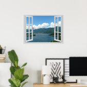Poster Vue de la fenêtre du lac des Montagnes (Bureau à domicile)