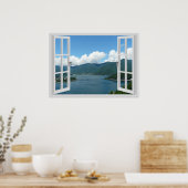 Poster Vue de la fenêtre du lac des Montagnes (Cuisine)