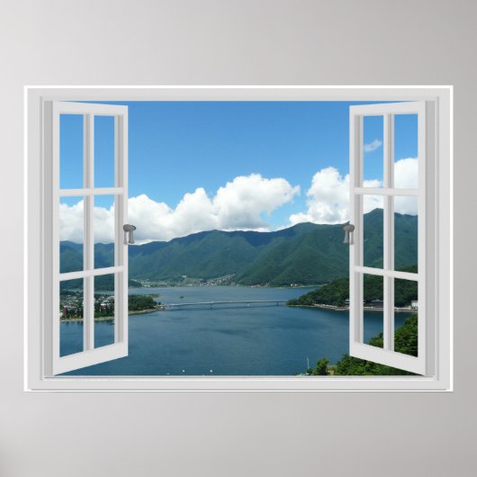 Poster Vue de la fenêtre du lac des Montagnes (Devant)