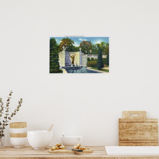 Poster Vue de la fontaine commémorative Spencer Trask (Cuisine)