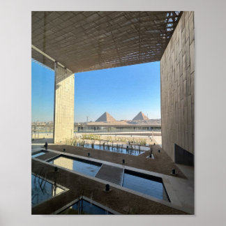 Poster Vue de la grande pyramide depuis le Grand Musée ég