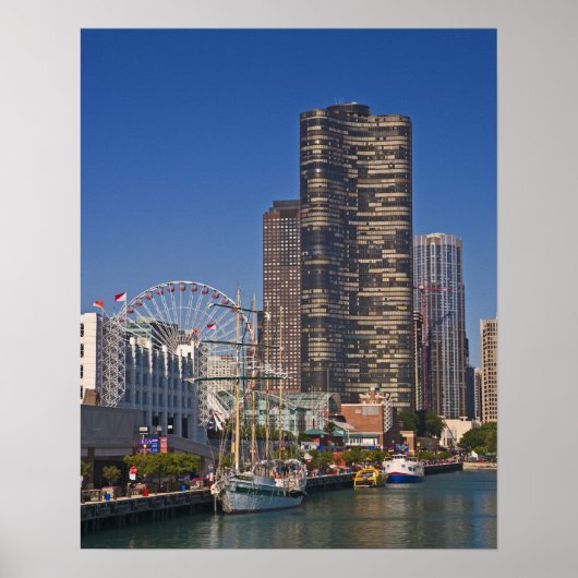 Poster Vue de la Navy Pier de Chicago (Devant)