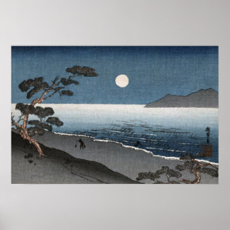 Poster Vue de la plage de l'océan au lever du soleil japo