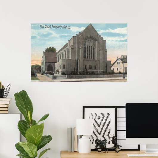 Poster Vue de la première église presbytérienne unie (Bureau à domicile)