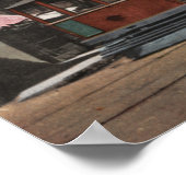 Poster Vue de la rue principale avec voiture de rue (Coin)