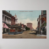 Poster Vue de la rue principale avec voiture de rue (Devant)