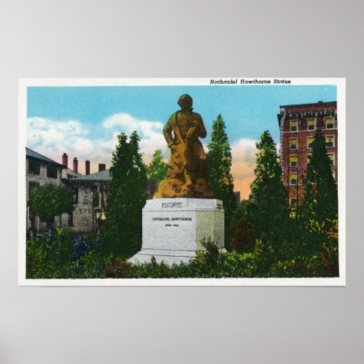 Poster Vue de la statue de Nathaniel Hawthorne (Devant)