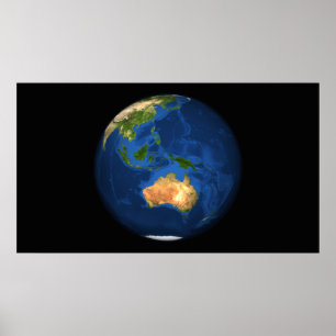 Poster Vue de la Terre entière montrant Indonésie, Océan