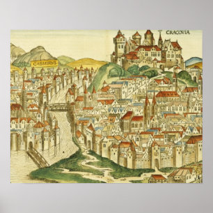 Poster Vue de la ville de Cracovie (Kracow), depuis le Nu